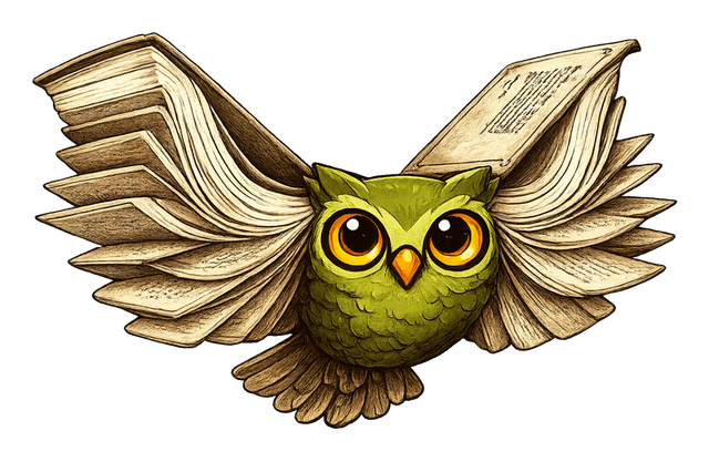 Minerva Reader - Owl with book wings